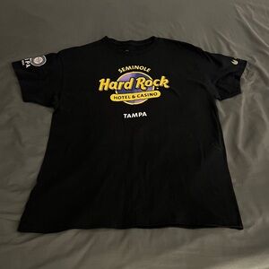 Hard Rock Cafe Black T-Shirt with Yellow & Purple Logo - Seminole Tampa